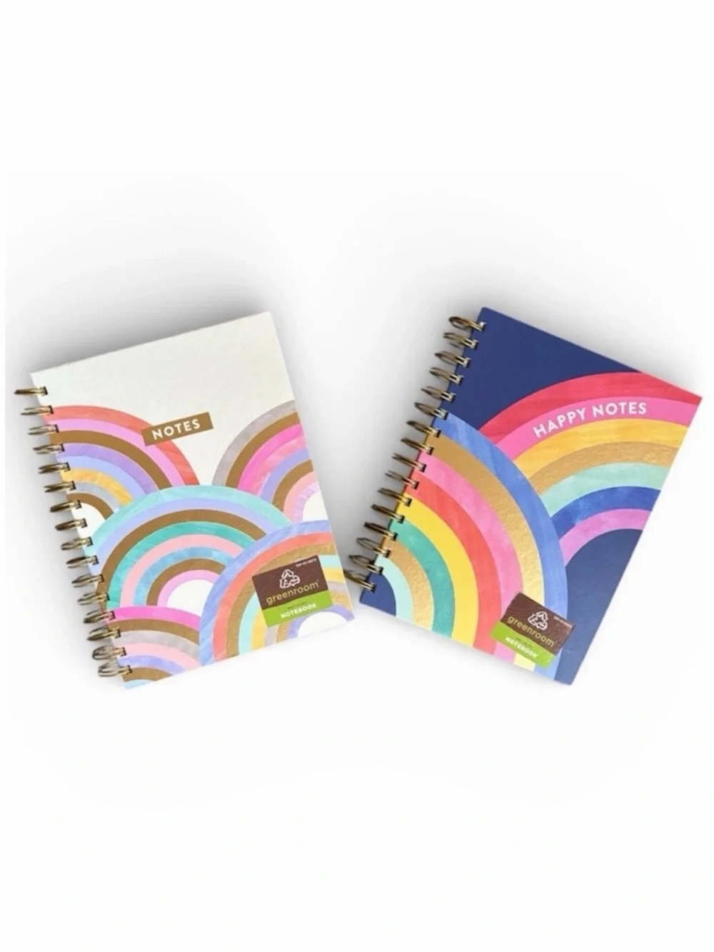 Greenroom Recycled Rainbow Theme Spiral Notebook Bundle of 2